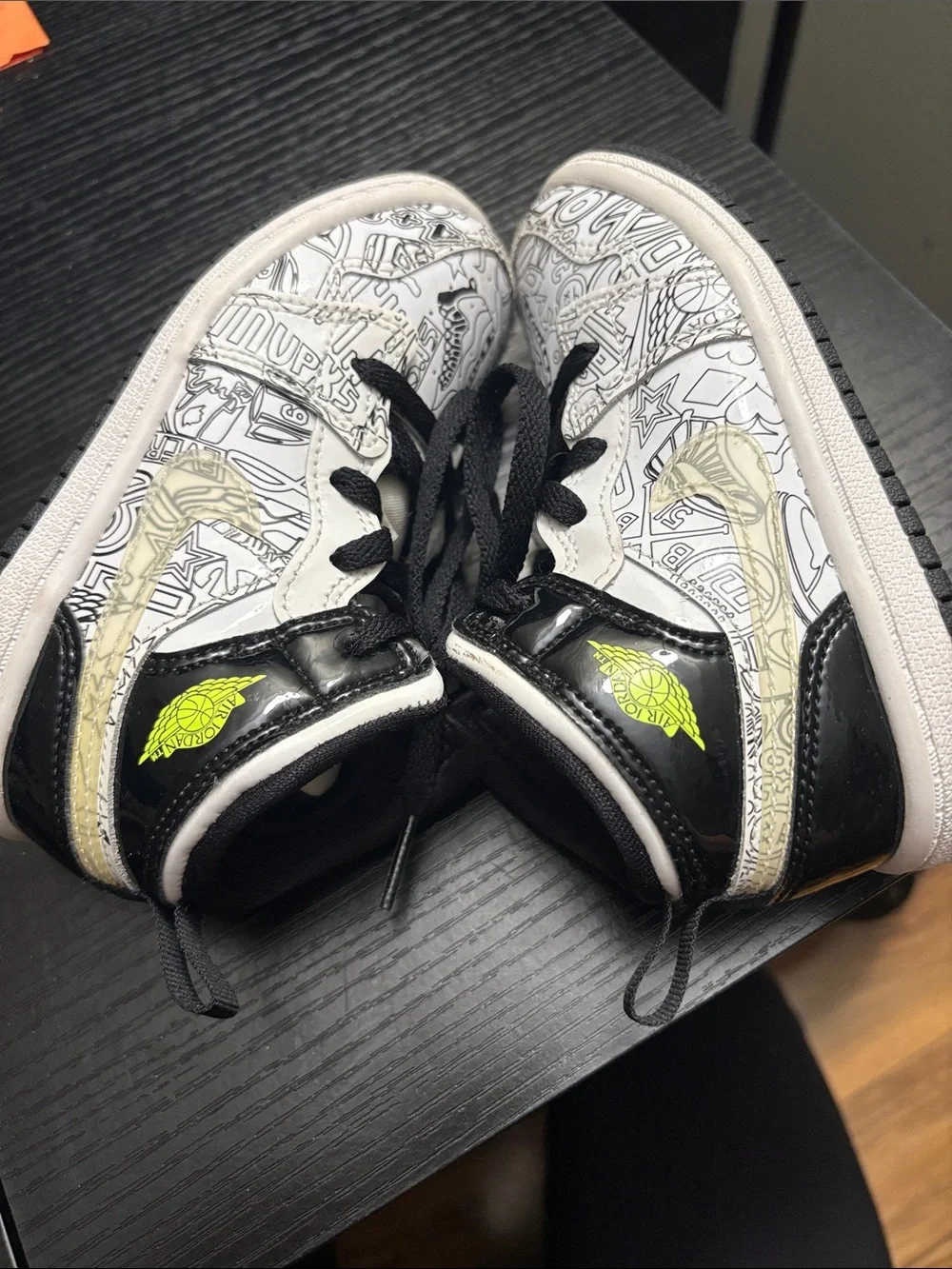 Jordan Kids' White and Black Doodle High-Top Sneakers